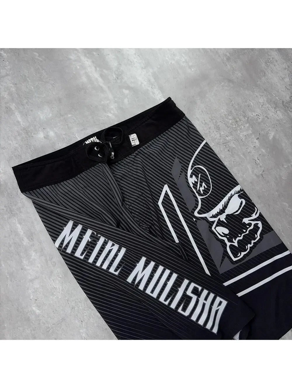 Y2K Black Metal Mulisha Surf Grunge Baggy Board Shorts